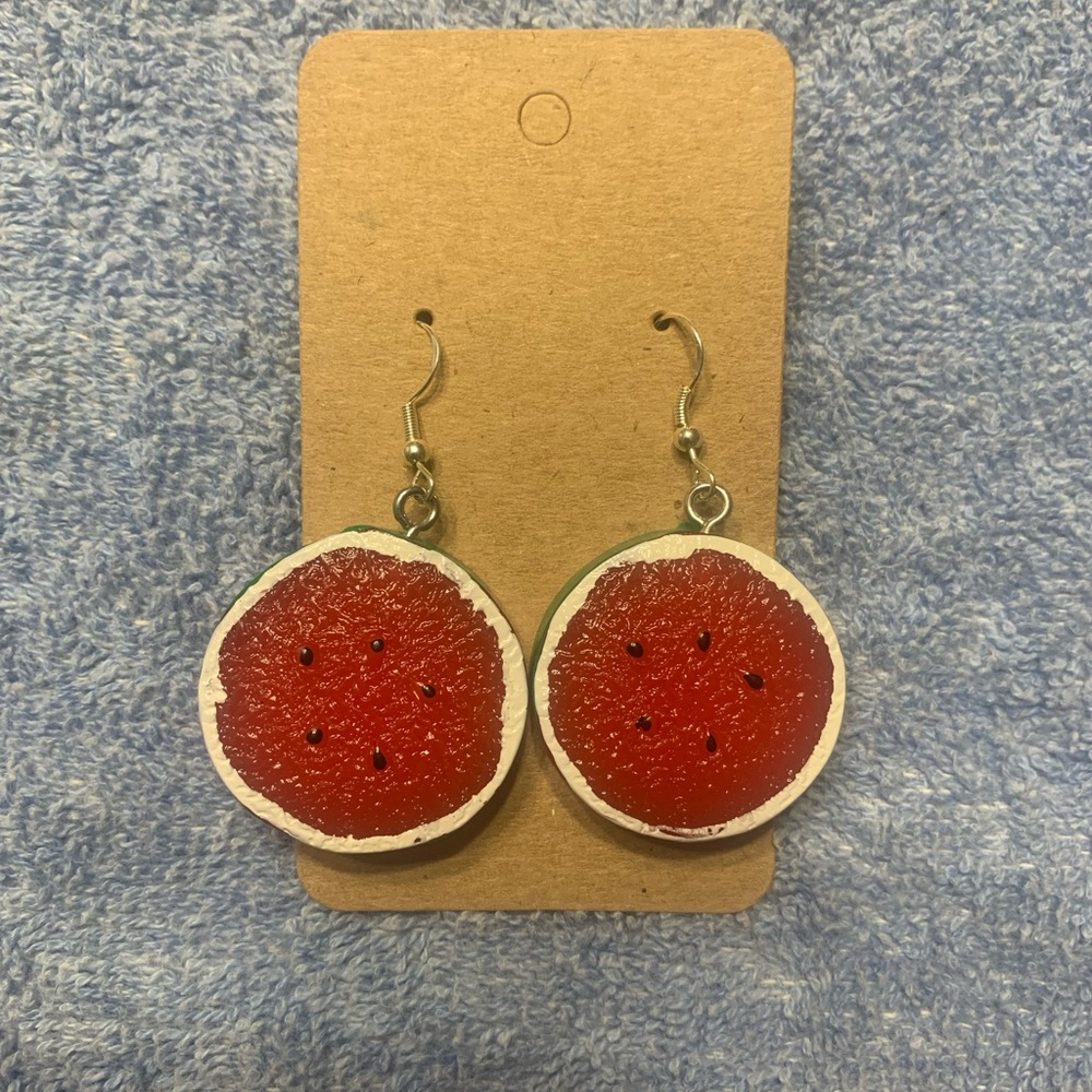 Watermelon slice earrings